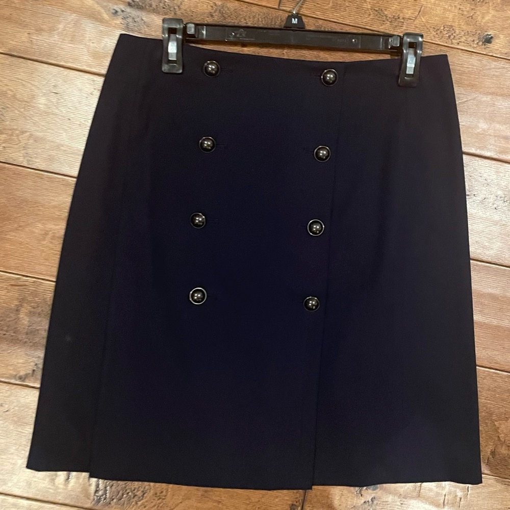 Navy button pencil skirt